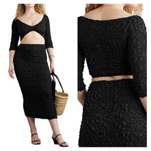 Mara Hoffman Aja Cropped Popcorn Top Black 2X NWT $315